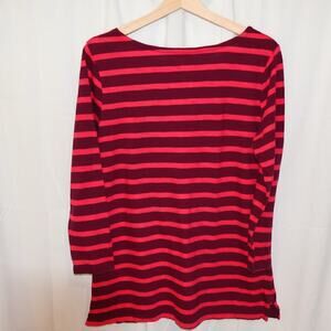 Old Navy T Shirt 3/4 Sleeve Size Large Red Pink Stiped